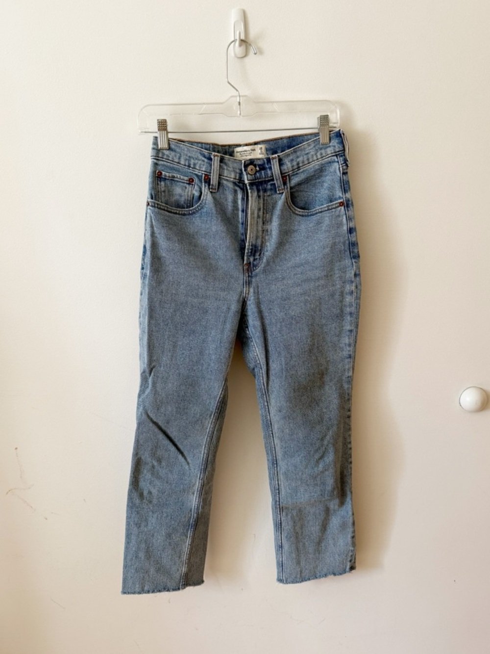 Abercrombie & Fitch Light Blue Ankle Straight Ultra High Rise Jeans